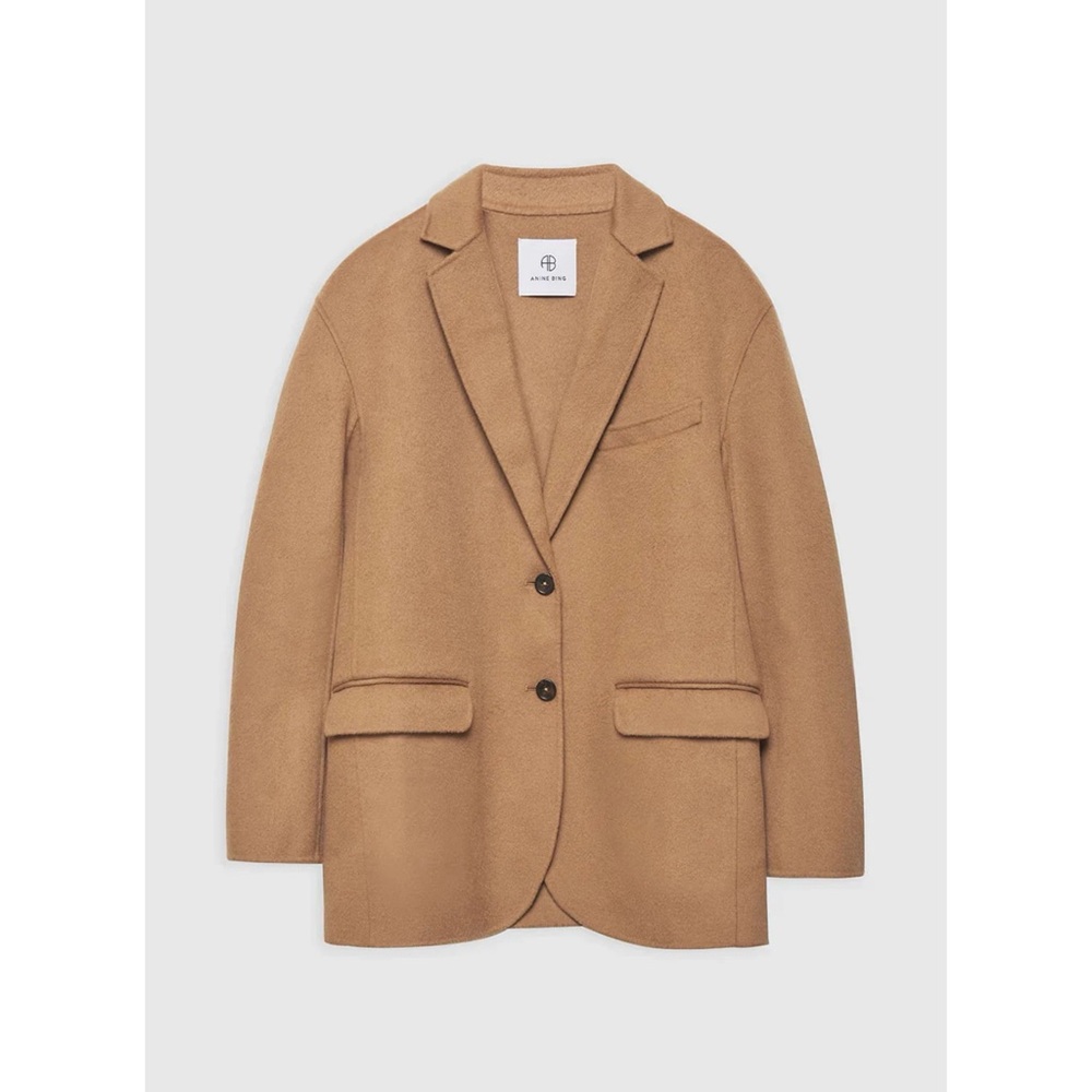 Anine Bing Quinn Blazer | Heavyweight | Camel Cashmere Blend - Picture 4 of 7